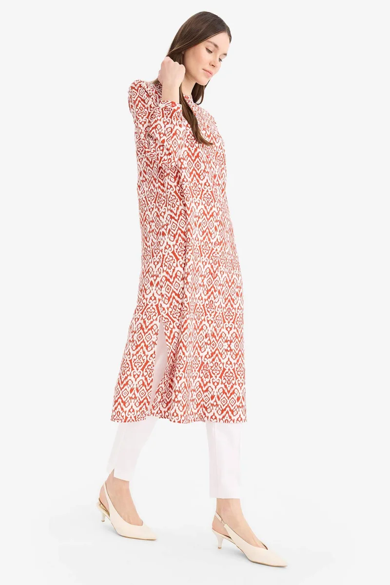 ديفاكتو Regular Fit Printed Long Sleeve Tunic