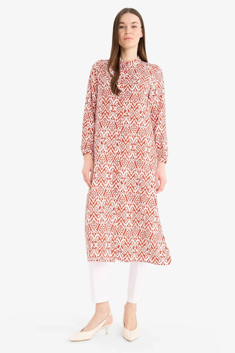 ديفاكتو Regular Fit Printed Long Sleeve Tunic