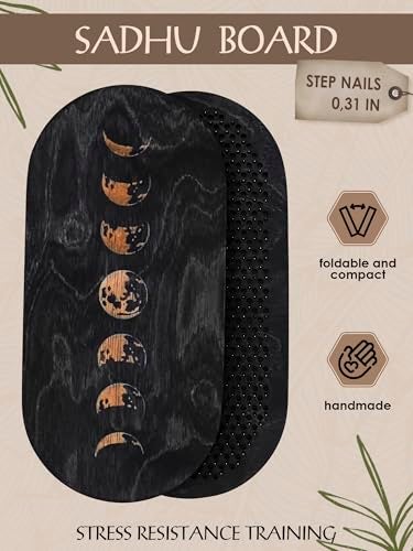 RIZONE Sadhu Board for Yoga Beginners Wooden Yoga Board for Acupressure and Meditation with Nails for Deep Tissue Massage Acupuncture Massage Nail Distance 031 in 8 mm ebonymoon - Image 3