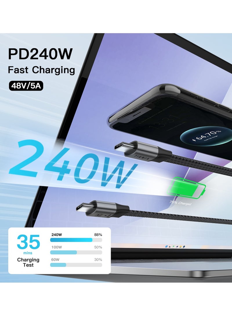 TIKNIA USB C Cable Flat 1M, Thunderbolt 4 USB 4 Type-C to C Cable with 40Gbps Data Transfer 240W PD Fast Charging 8K@60Hz, Compatible for iPhone, Samsung, External SSD, MacBook, iPad etc - Image 2
