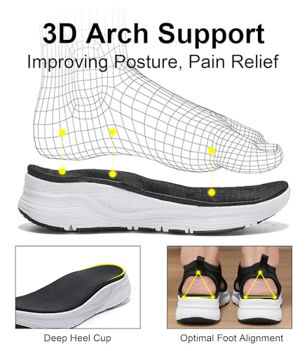 GoodValue Womens Comfortable Orthopedic Sandals Arch Support Ladies Walking Sport Athletic Sandals Open Toe Slip On Plantar Fasciitis Platform Dress Sandal 2 Inches Heel - Image 2