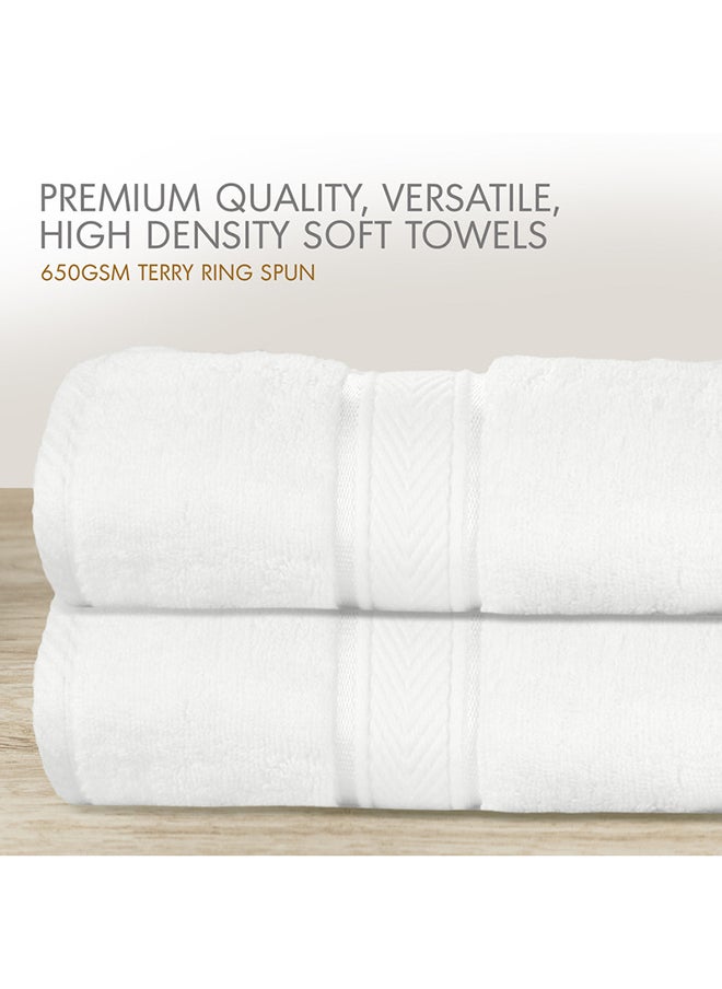 Hotel Linen Klub منتجات الفندق نادي باقة فاخرة من 2 مناشف استحمام مضادة للميكروبات - 100% قطن 650 جم/م² حدود تيري دوبي - ناعمة جدًا، سريعة الجفاف، تمتص الماء بشكل عالٍ الحجم: 70 x 140 سم، أبيض  - Image 3