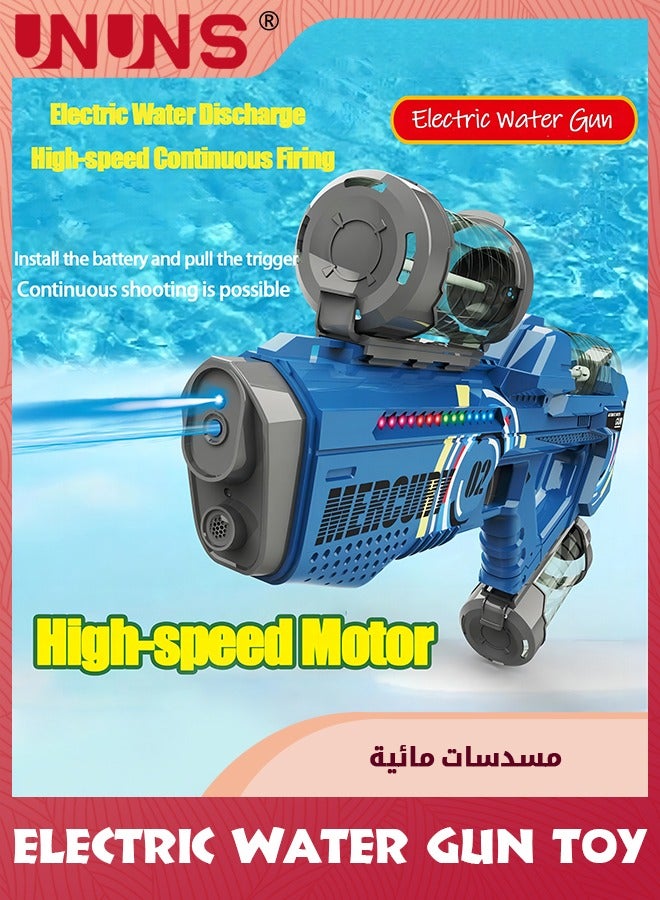 UNUNS Electric Water Gun Toy,Automatic Super Soaker Water Guns With LED Light,High Capacity,Long Distance Squirt Gun,Pulse Water Bullet Firing,Blaster Shooting Game,Summer Pool Beach Party Water Toy,Blue - Image 2