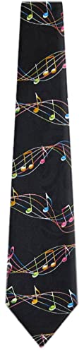 BUYYOURTIES MN-318 - Mens Novelty Musical Notes Necktie - Black Orange Pink - Image 4