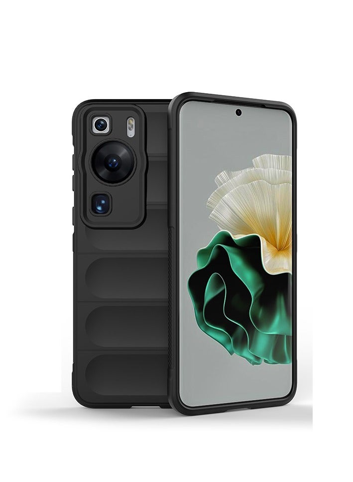 HUAWEI P60 Pro 4G Case Cover, Heavy Duty 3D Striped Pattern Sensory Soft Silicone Full Portection Shockproof Phone Case Black - Image 1