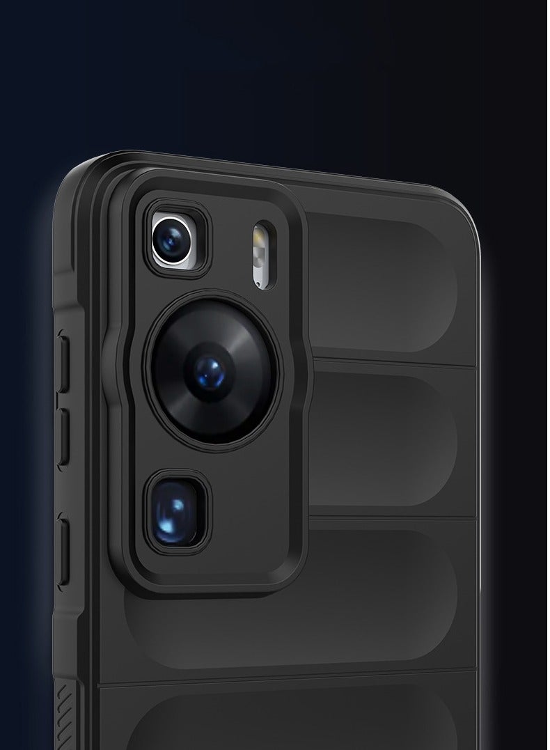 HUAWEI P60 Pro 4G Case Cover, Heavy Duty 3D Striped Pattern Sensory Soft Silicone Full Portection Shockproof Phone Case Black - Image 3