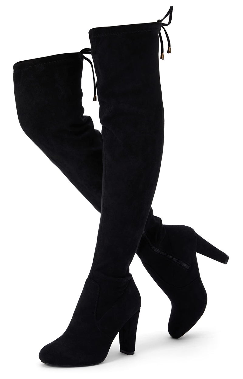 Vepose Women’s Thigh High Over the Knee Boots, Black Suede Fashion Long 3.5 Inch Heel Boots 994 - with Zipper, Size 8M US, (CJY994 black 08) - Image 1