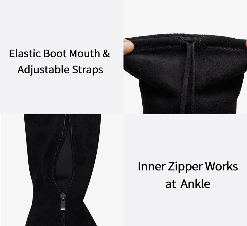 Vepose Women’s Thigh High Over the Knee Boots, Black Suede Fashion Long 3.5 Inch Heel Boots 994 - with Zipper, Size 8M US, (CJY994 black 08) - Image 5