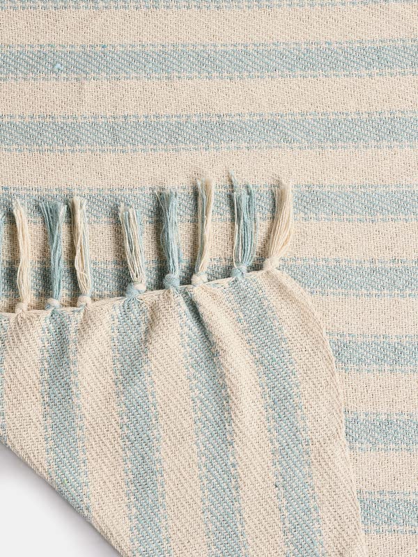 SASHAA WORLD Striped Sofa Throw Medium with Tasselled Edges (Ice Blue Striped, 180 x130 cm) - Image 5