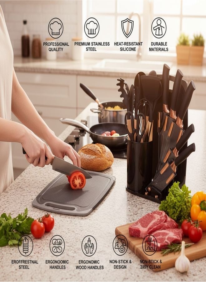 ZEESQUARE 19 Piece Kitchen Utensils Set – Essential Cooking Tools Set for Modern Kitchen - Image 5