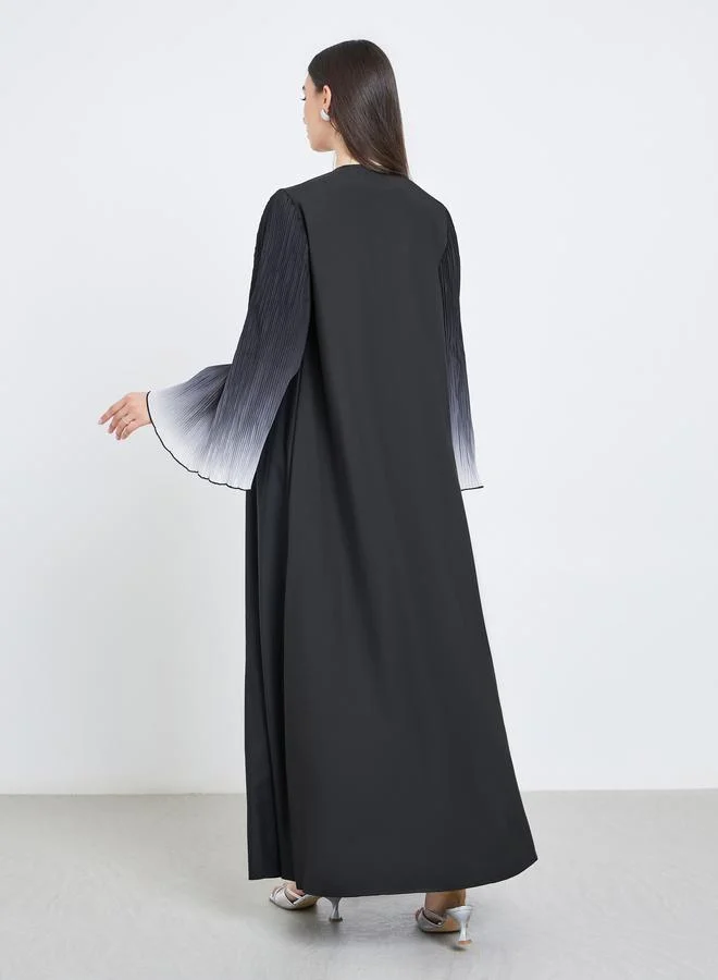 Take Two Take Two Dye Print Bell Sleeve Open Front Abaya