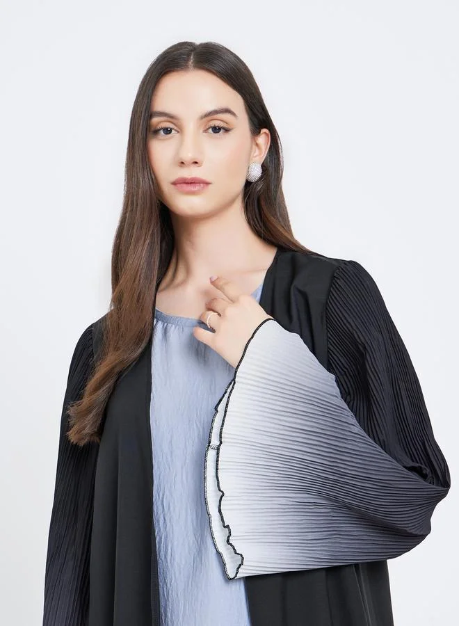 Take Two Take Two Dye Print Bell Sleeve Open Front Abaya