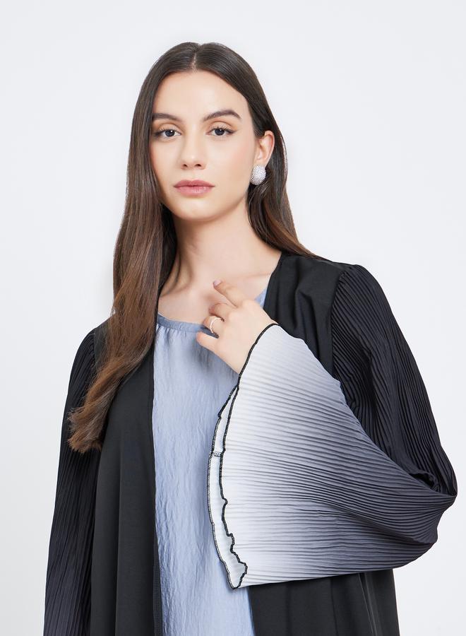 Take Two Dye Print Bell Sleeve Open Front Abaya - Image 4