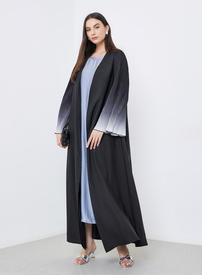 Take Two Dye Print Bell Sleeve Open Front Abaya - Image 1