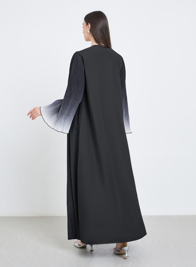 Take Two Dye Print Bell Sleeve Open Front Abaya - Image 5