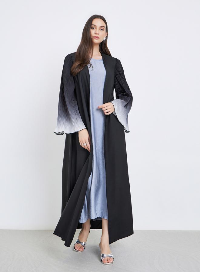 Take Two Dye Print Bell Sleeve Open Front Abaya - Image 2