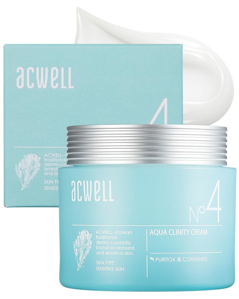 ACWELL ACWELL Aqua Clinity Cream  24hr Soothing Moisturizer for Face Ideal for Sensitive Skin  NonSticky Refreshing Gel Intensive Hydrating for Day and Night Skincare 169 oz