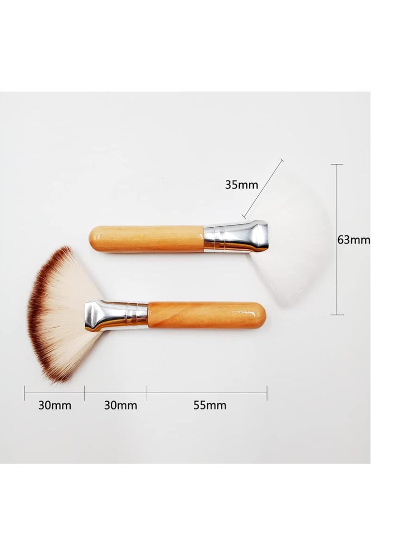 TEONEI Facial Fan Brush,Face Makeup Brush,Highlighting Make Up Brush Cosmetic Tools,4PCS - Image 2