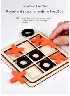 Y&D Children's Wooden Triple Tic XO Chess Triple Tic Chess Leisure Battle Game Chess Parent-Child Interactive Board Game Early Education Toys-White Orange  - Image 5