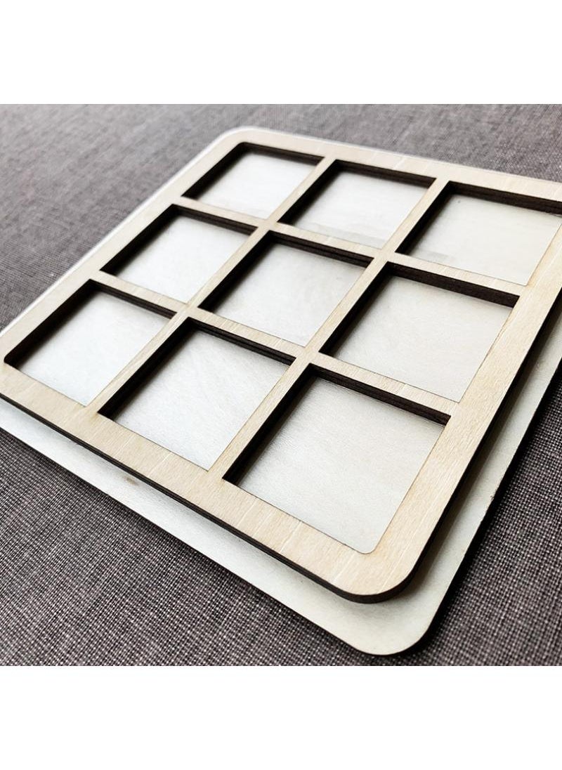 Y&D - Children's Wooden Triple Tic XO Chess Triple Tic Chess Leisure Battle Game Chess Parent-Child Interactive Board Game Early Education Toys-White Orange - Image 1