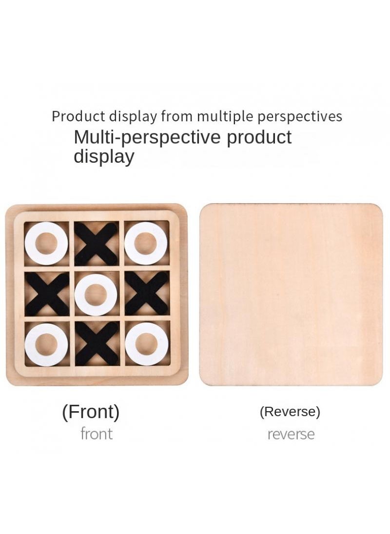 Y&D - Children's Wooden Triple Tic XO Chess Triple Tic Chess Leisure Battle Game Chess Parent-Child Interactive Board Game Early Education Toys-White Orange - Image 1