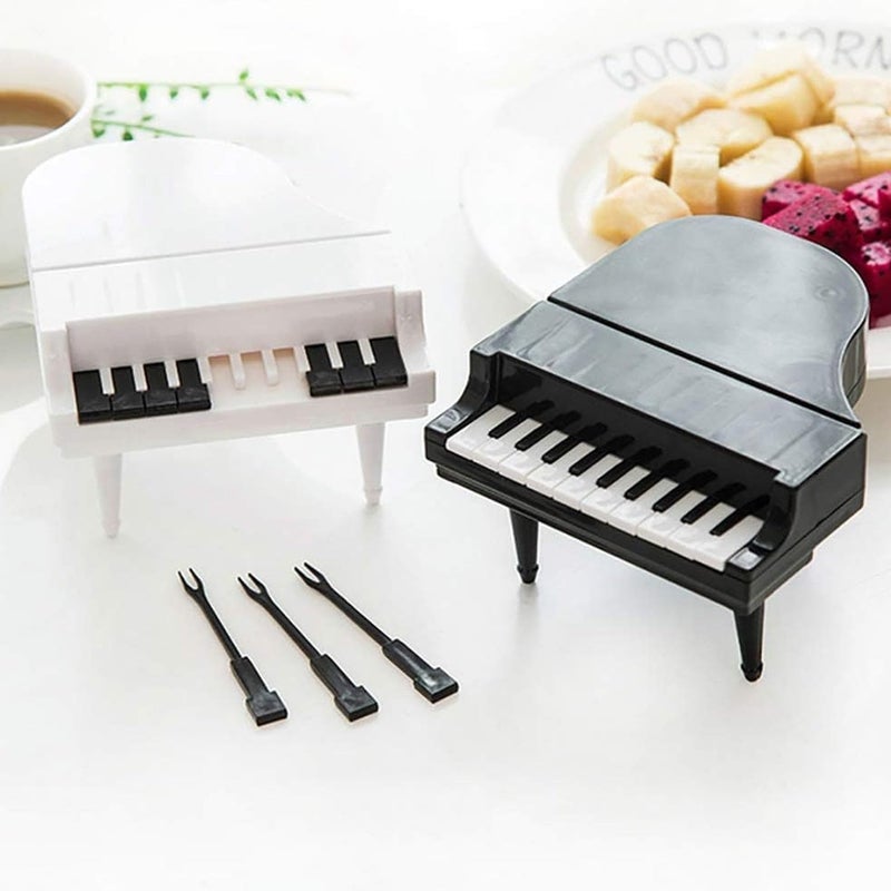 Garth 10PCSLOT Creative Piano Fruit Forks Set Food Sticks for Dessert Fruit Snack Picking Kitchen Dining Tools Forks Set for Dessert Cake Fruit Salad Appetizer Small FoodGrade 10 PC Set - Image 2