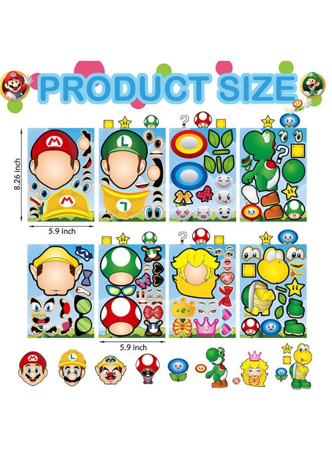 24 Pcs Cartoon Stickers Book Crafts for Kids, Make a Face Stickers, DIY Party Supplies Favors Make Your Own Stickers, Mixed and Matched with Different Designs Characters for Birthday Gifts Reward - Image 3