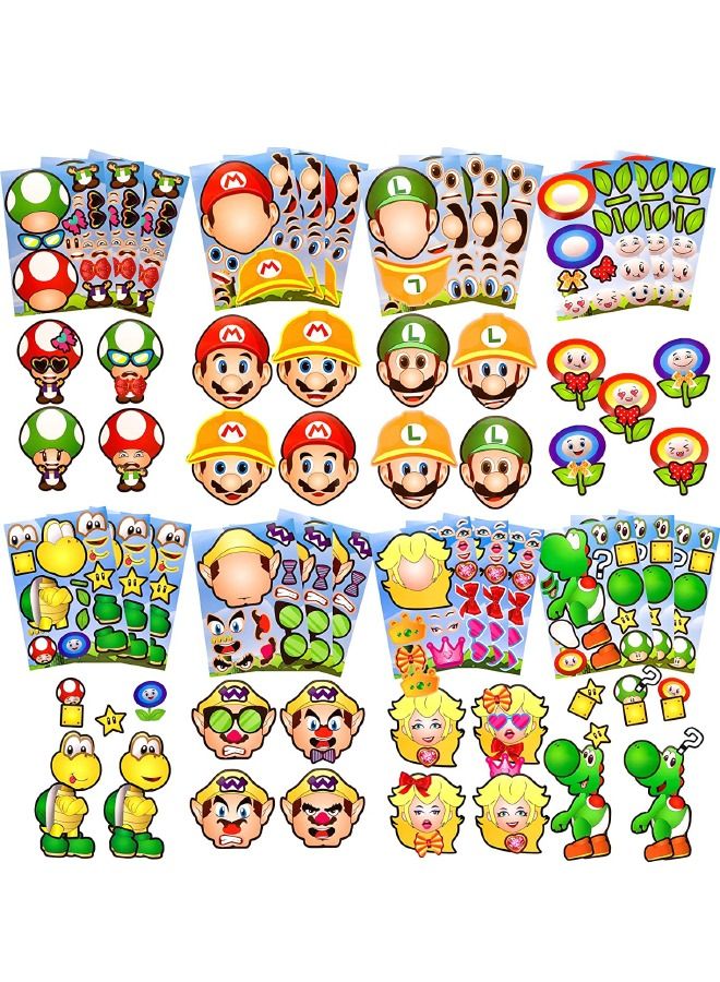 24 Pcs Cartoon Stickers Book Crafts for Kids, Make a Face Stickers, DIY Party Supplies Favors Make Your Own Stickers, Mixed and Matched with Different Designs Characters for Birthday Gifts Reward - Image 2