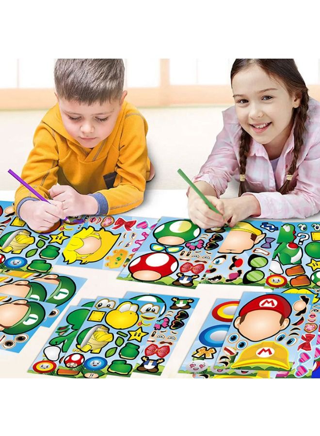 24 Pcs Cartoon Stickers Book Crafts for Kids, Make a Face Stickers, DIY Party Supplies Favors Make Your Own Stickers, Mixed and Matched with Different Designs Characters for Birthday Gifts Reward - Image 4