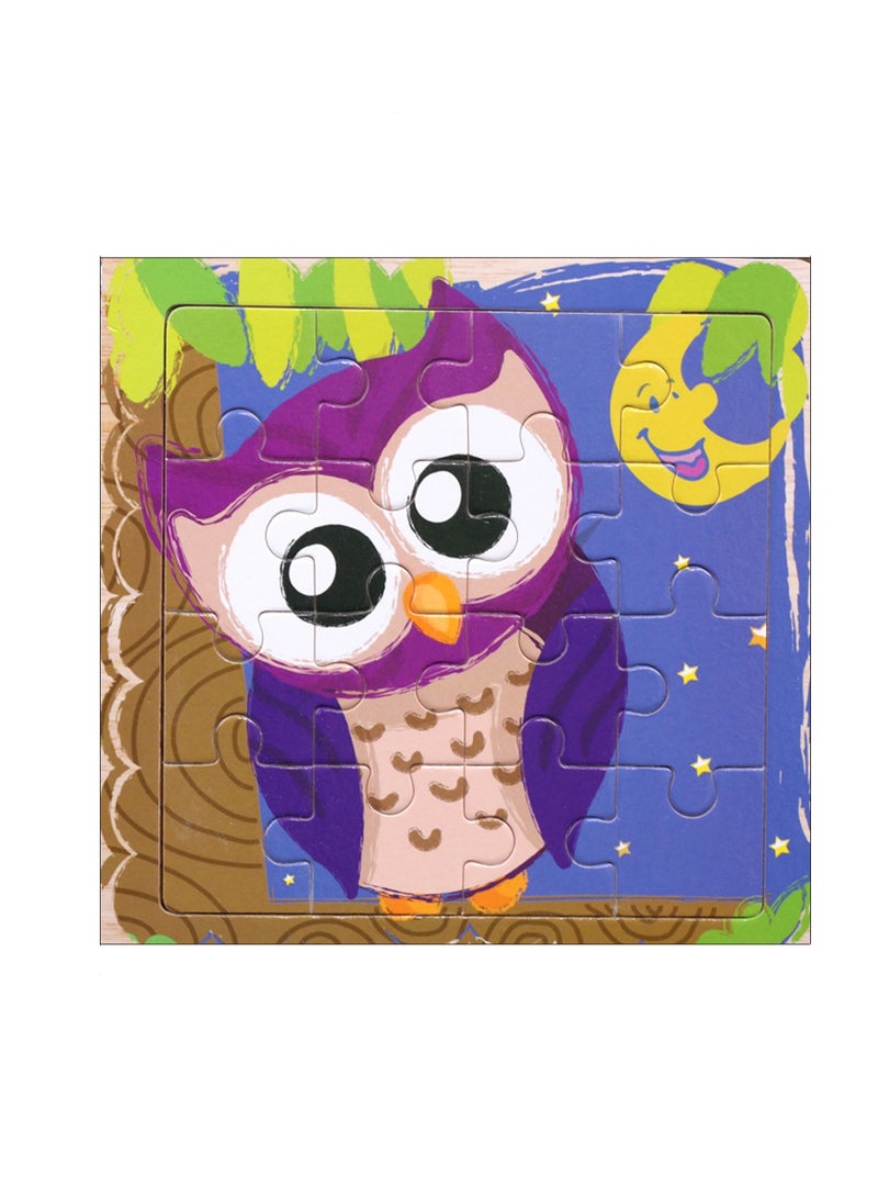 Children's Educational Wooden Cartoon Owl Jigsaw Puzzles Suitable Gift Bag Pack - Image 1