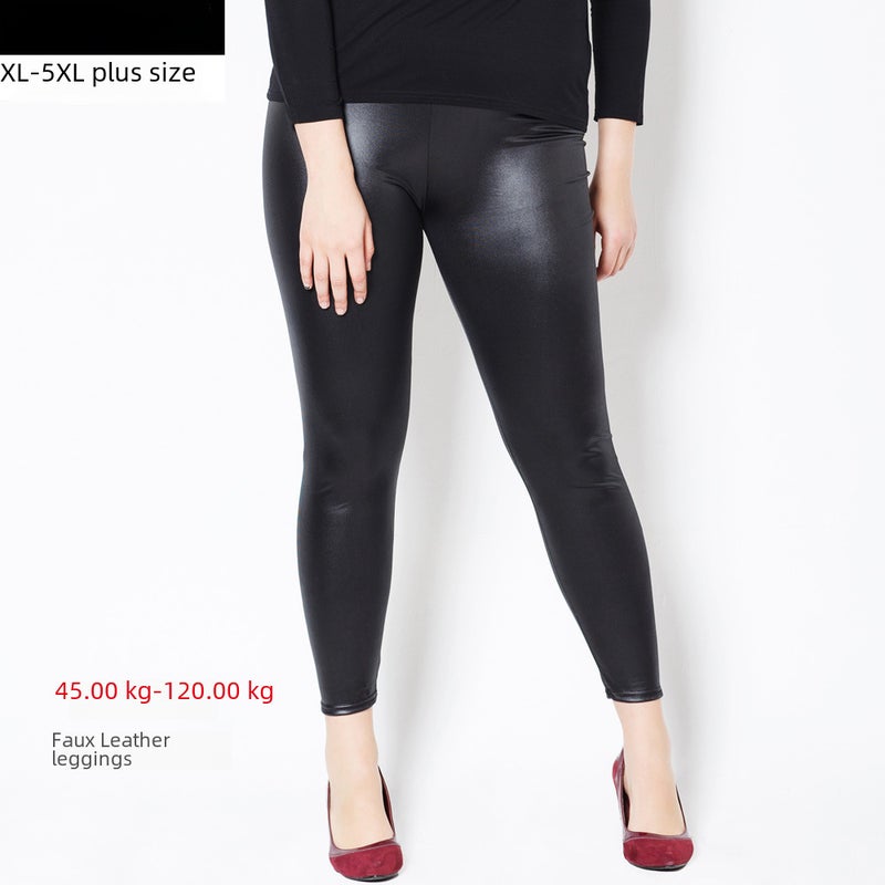 Plus Size Faux Leather Pants Autumn Winter Black  - Image 4