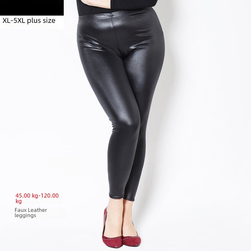 Plus Size Faux Leather Pants Autumn Winter Black  - Image 2