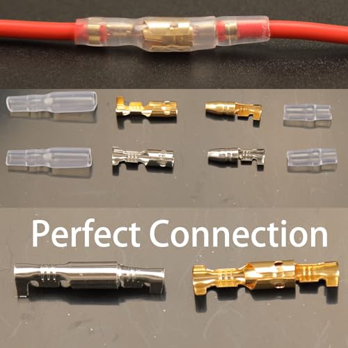 MTRoyaldia 400PCS 3.9mm Bullet Connectors Male and Female, Brass Bullet Terminal Connectors with Insulation Sleeve, Crimp Terminal Connectors Automotive Electrical Connectors Motorcycle Connector Kit - Image 5