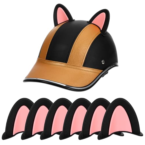 HOMSFOU 3 Pairs Cat Ears for Helmet Self Adhesive Kitten Cat Ears Style Attachments Cute Helmet Decors for Motorcycle Bicycle Scooter Helmets - Image 1