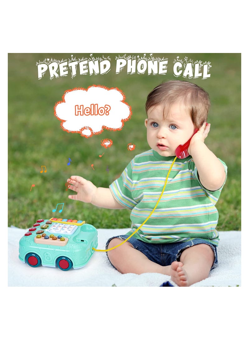 Baby Educational Musical Toy Phone, Pull Along Car Toys, Musical Light Walking Telephone Toys for Toddlers Kids, for 1 Year Old Boys Girls - Image 3