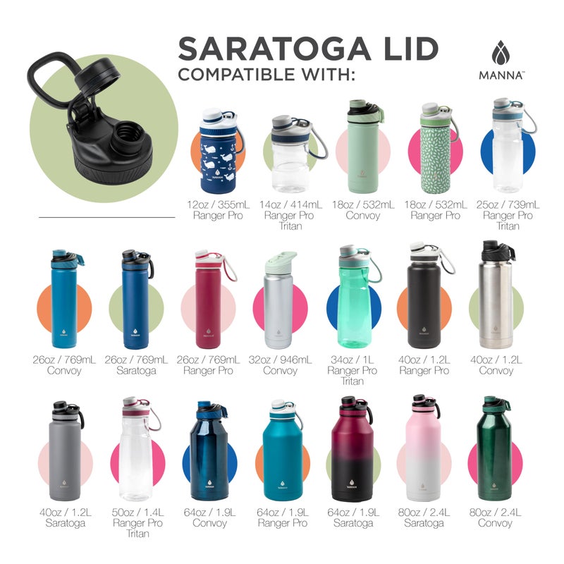 Manna Saratoga Lid - Locking Pour Spout Cap for Saratoga, Ranger Pro, and Convoy Bottles - Black - 1 Lid - Image 4