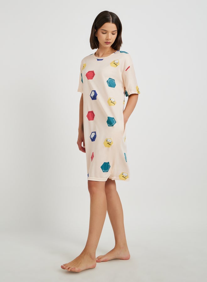 Take Two All-Over Printed Short Sleeve Sleep T-Shirt  - Image 1