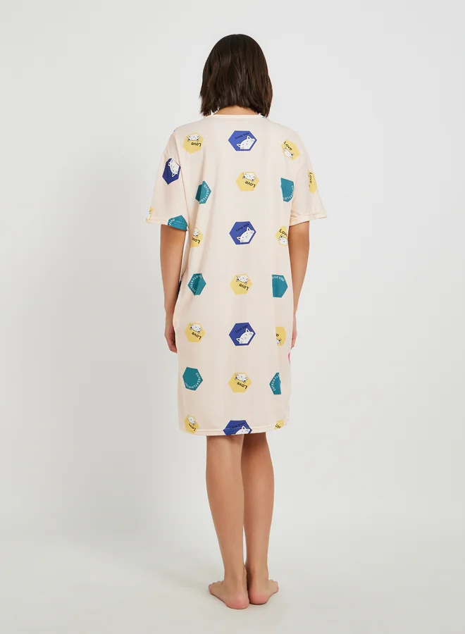 Take Two All-Over Printed Short Sleeve Sleep T-Shirt