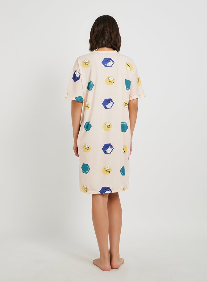 Take Two All-Over Printed Short Sleeve Sleep T-Shirt  - Image 4