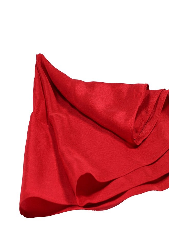 Royal Silk Creamy Red Satin Silk Pocket Square 100% Silk - Large 16" Square - Image 5