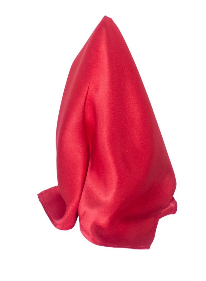 Royal Silk Creamy Red Satin Silk Pocket Square 100% Silk - Large 16" Square - Image 1