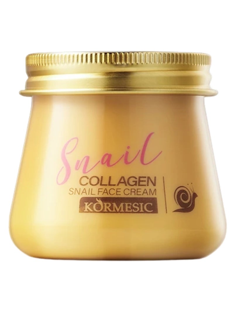Kormesic كريم وجه كولاجين الحلزون 80 جرام - كريم كولاجين بمستخلص الحلزون - ترطيب عميق مغذي مرطب مضيء مضاد للشيخوخة مشدود لإصلاح البشرة التالفة - كريمات وجه الحلزون للنساء والرجال - Image 1