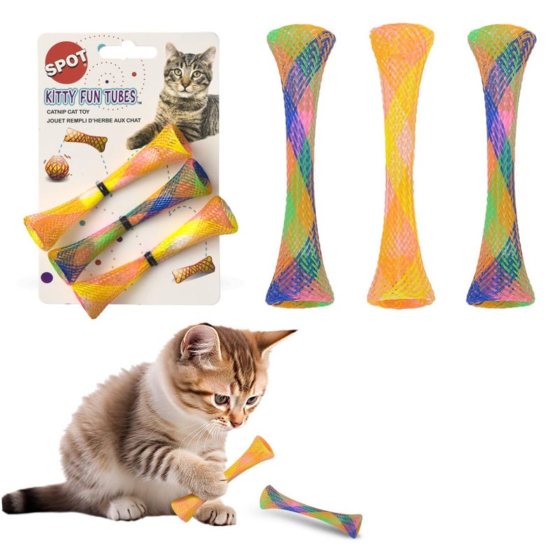 SPOT Kitty Fun Tubes Cat Toy Bouncy Cat Toy with Catnip Inside for Cats and Kittens to Bite Swat and Chase Interactive Cat Toy 3 Pieces - Image 2