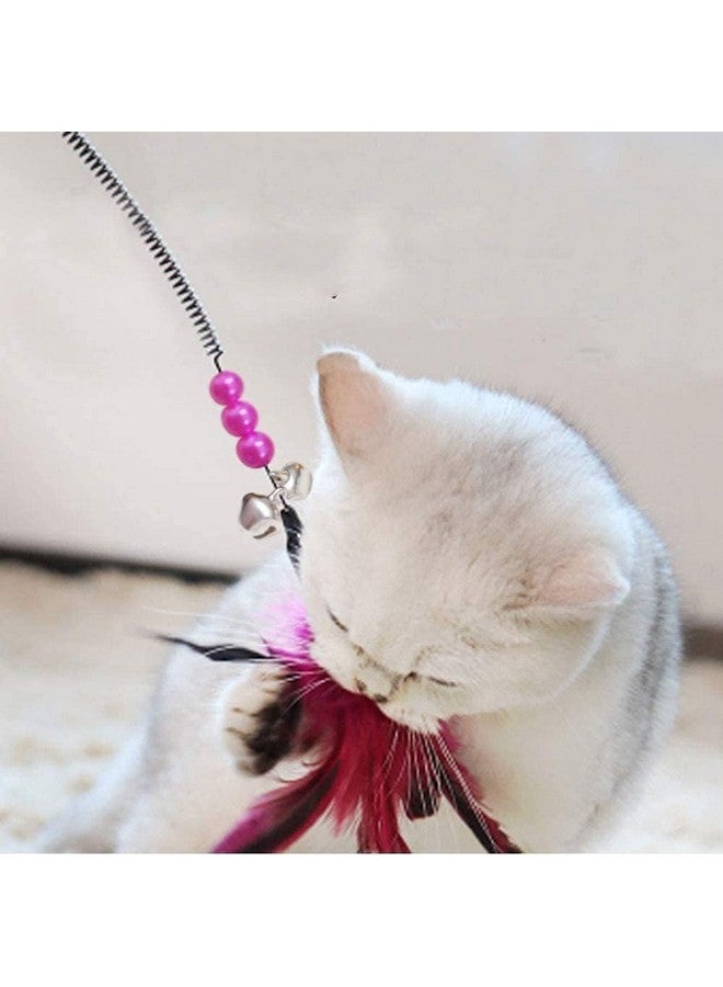 عصا زنبركية على شكل ريشة قطة - عصا جرس تفاعلية للاستمتاع باللعب اللامتناهي والتحفيز العقلي | قم بإشراك غرائز قطتك الطبيعية للصيد والانقضاض (متعدد الألوان) - Image 2