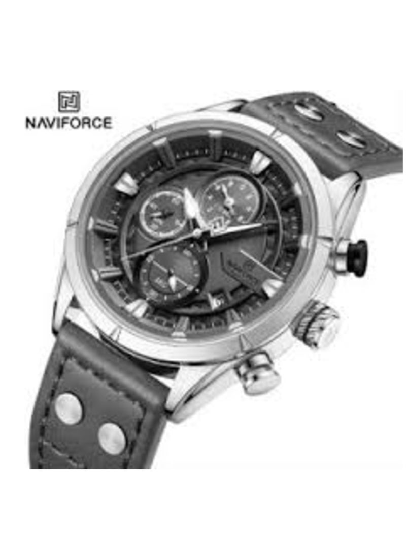 Classic Black Chronograph Watch for Men with Stainless Steel Case Durable Leather Strap Water Resistant Quartz Movement Stylish Design for Business Casual and Everyday Wear