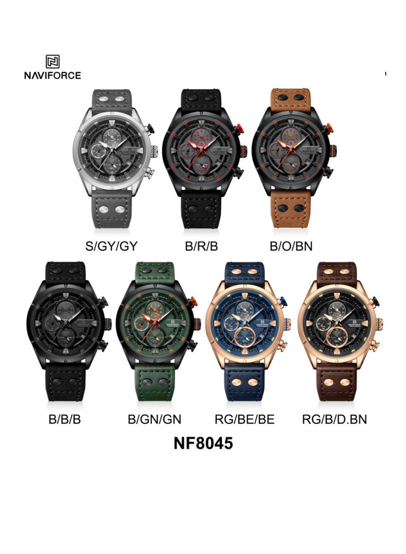 Classic Black Chronograph Watch for Men with Stainless Steel Case Durable Leather Strap Water Resistant Quartz Movement Stylish Design for Business Casual and Everyday Wear