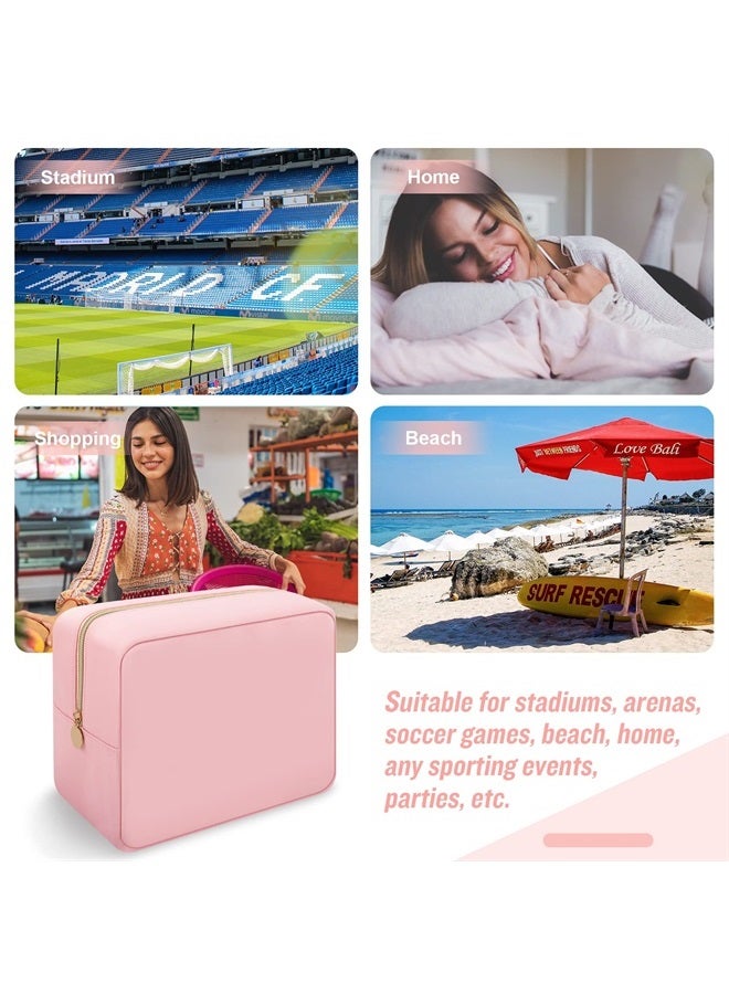 Iqimott حقيبة مكياج كبيرة من النايلون للسفر، حقيبة تجميل كبيرة، منظم مكياج بسعة كبيرة من النايلون، حقيبة أدوات شخصية مقاومة للماء بسحاب كبير للنساء والفتيات والمراهقات (وردي) - Image 5