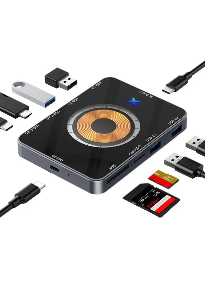 X-level - 10 in 1 USB 3.0 Hub With 15W Wireless Charging Aluminum USB C 2.0 Data Hub SD TF Card Reader Adapter,Compatible for MacBook Pro/Air 2023 M2/M1, iPad Pro/Air, HP, Dell, ASUS, Lenovo, etc - Image 1