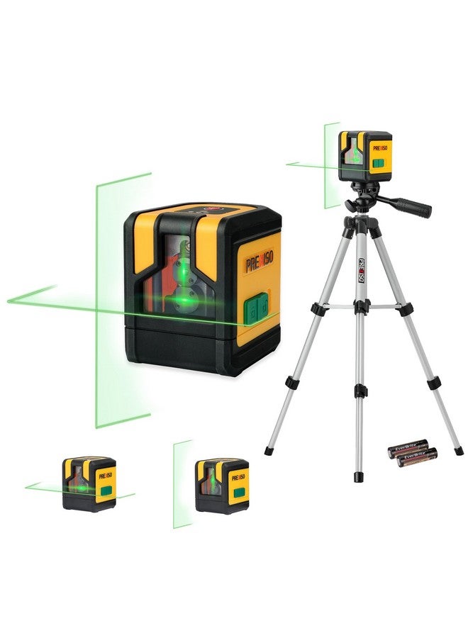 Prexiso PREXISO Laser Level with Tripod, 100Ft Dual Modules Self Leveling Cross Line Laser Level, Green Line leveler Tool for Floor Tile, Home Renovation, Construction with 26in Tripod, 2 AA Batteries  - Image 1