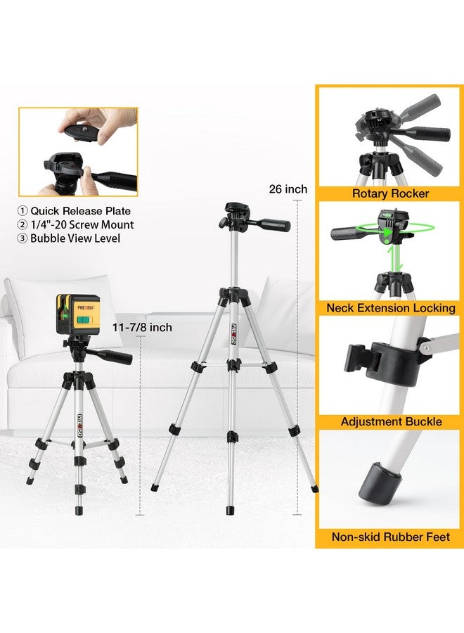 Prexiso PREXISO Laser Level with Tripod, 100Ft Dual Modules Self Leveling Cross Line Laser Level, Green Line leveler Tool for Floor Tile, Home Renovation, Construction with 26in Tripod, 2 AA Batteries  - Image 5